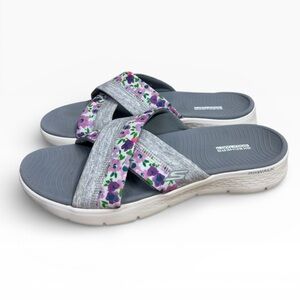 Skechers GO Walk Flex Blossoms Floral Comfort Slide Sandals Womens 10 EU